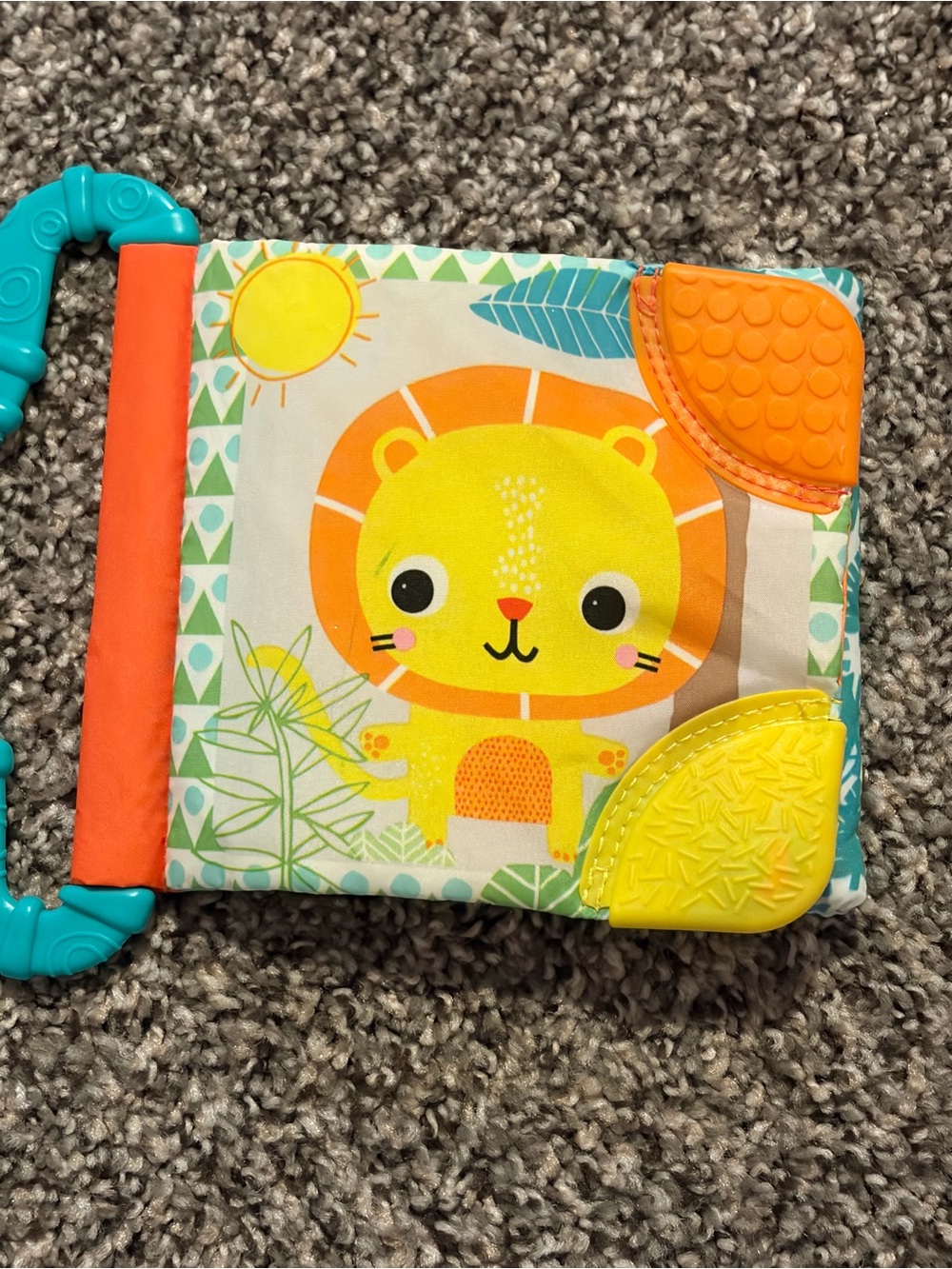 Baby Lion Teether Cloth Book — Orange & Yellow Sensory Toy
